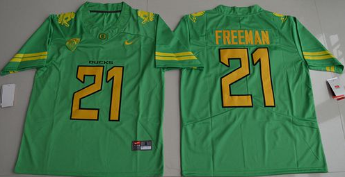 Men's Ducks #21 Royce Freeman Apple Green Electric Lightning Limited Stitched Jersey